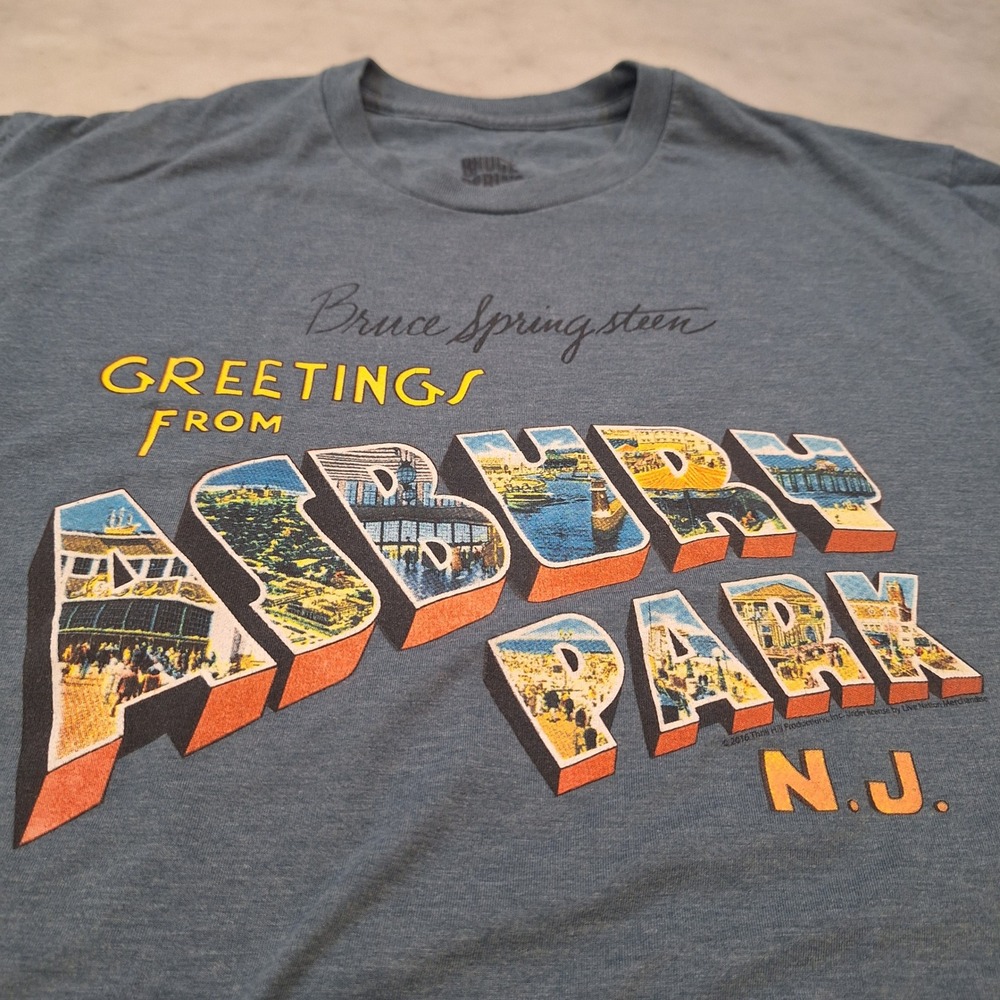 Bruce Springsteen T-Shirt Mens M Blue Greetings From Asbury Park NJ Rock Band T